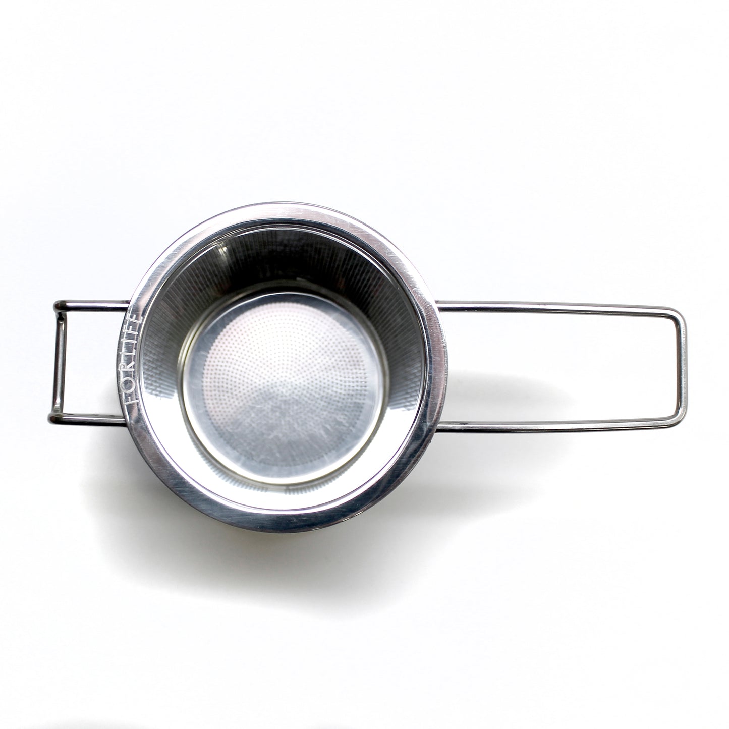 down shot of strainer to see inside.