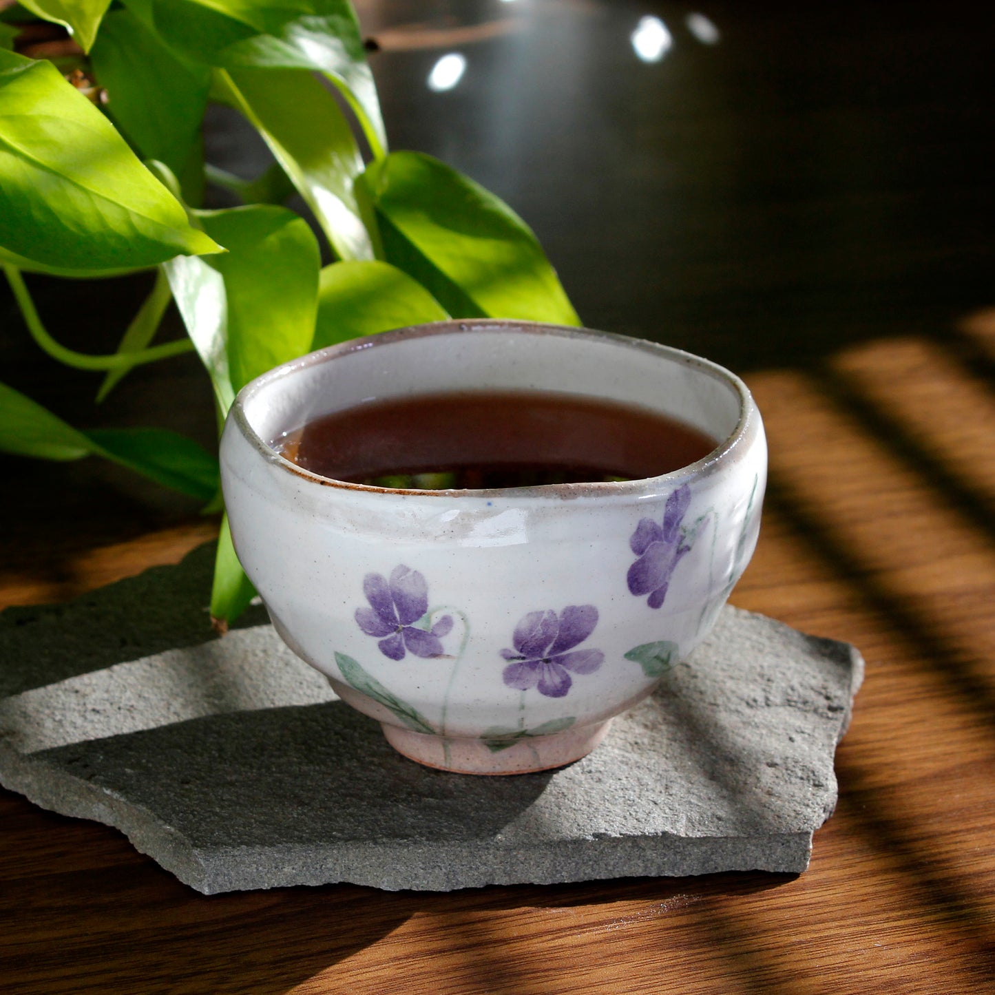 Ceramic Lilac Flower Cup - 9 oz