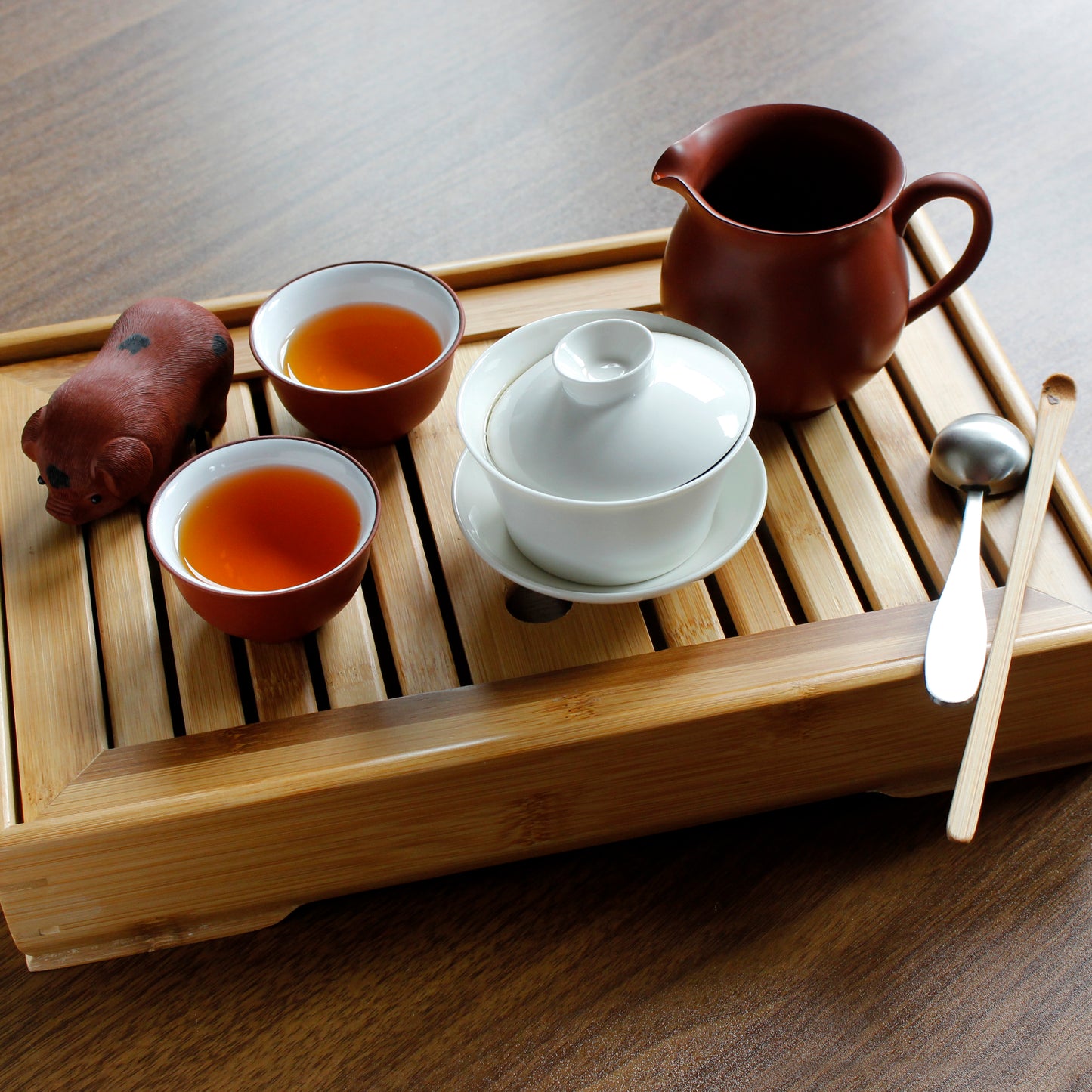 Bamboo Tea Tray - in use