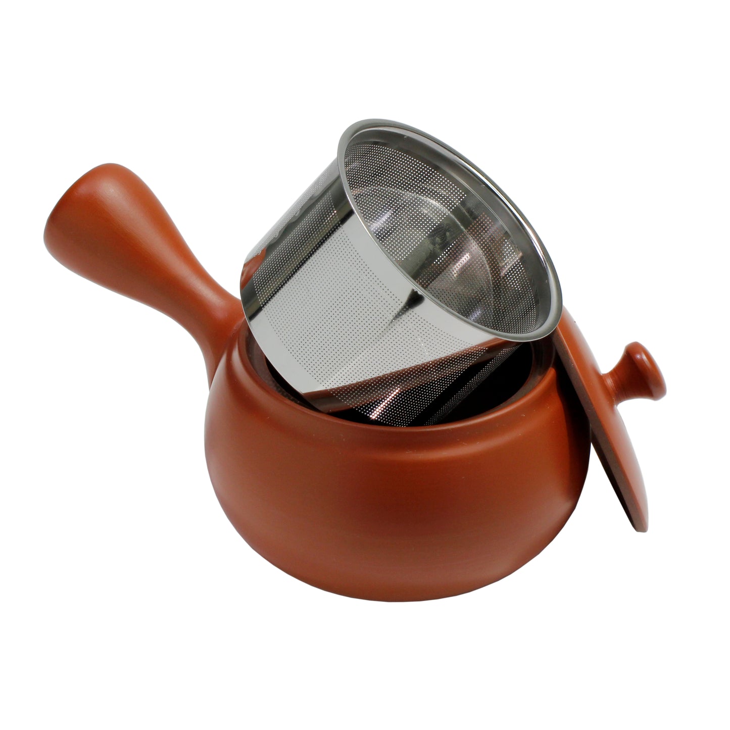 Red Kyusu Side Handle Teapot - strainer