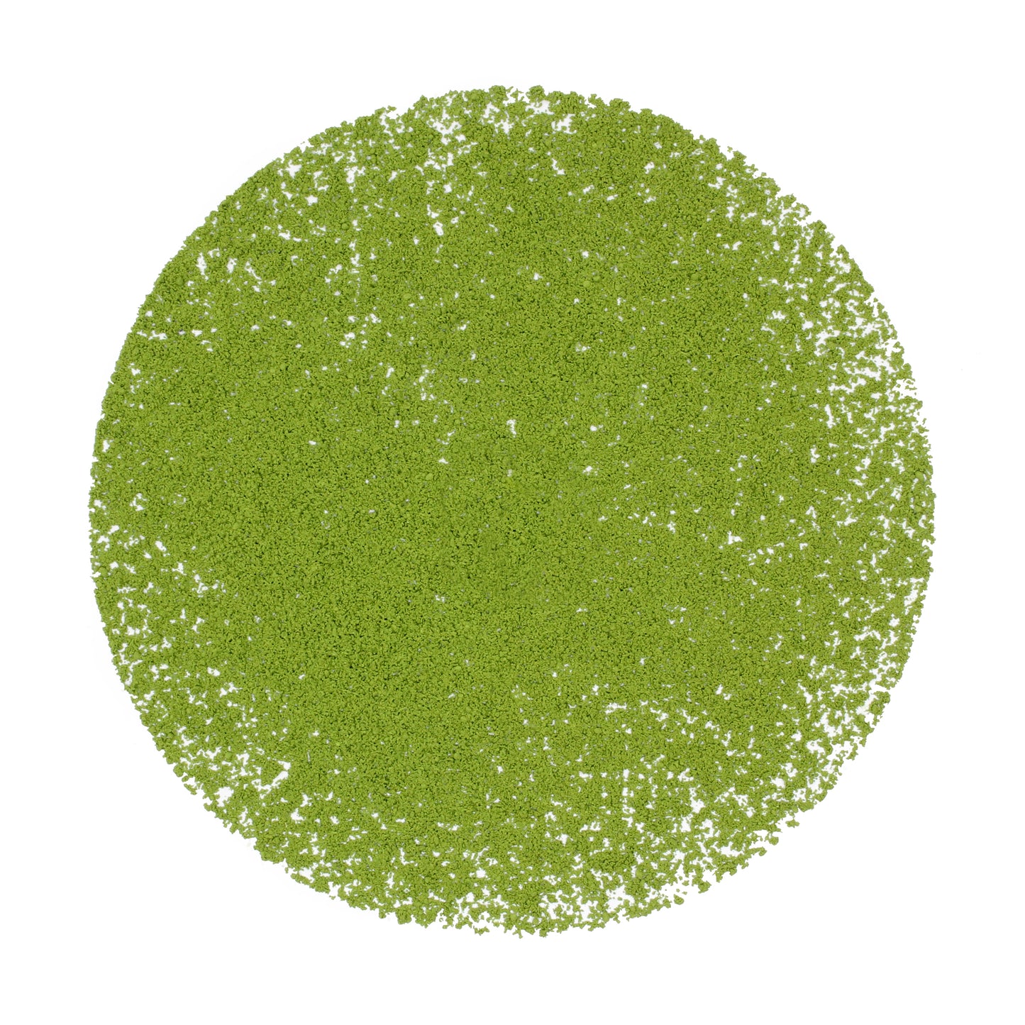 Loose pile of Matcha: Yugen (Marukyu Koyamaen) on white background.