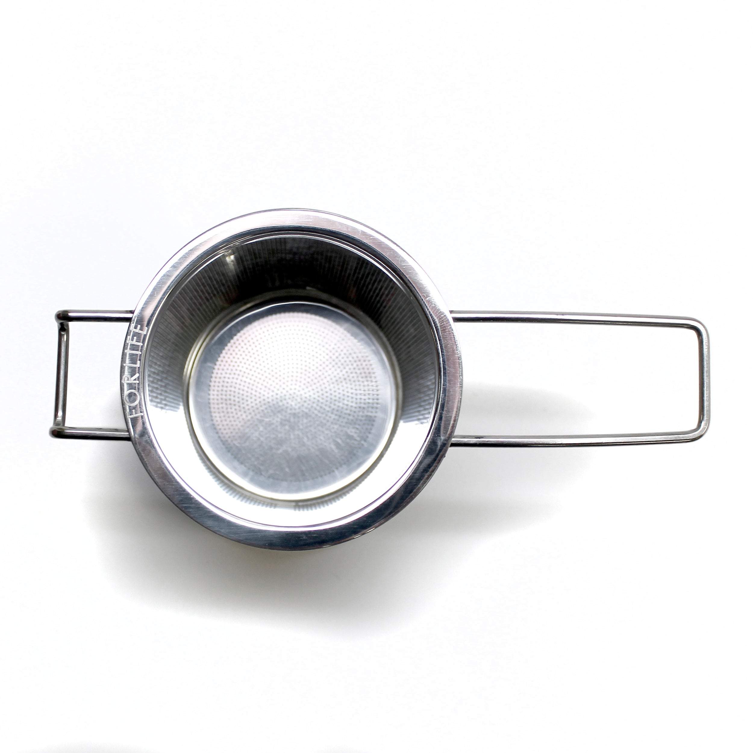 down shot of strainer to see inside.