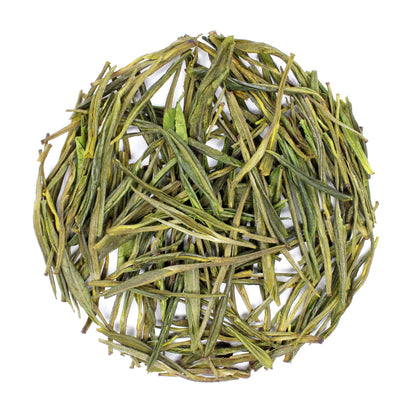 Anji Bai Cha on a white background. Tasting Notes:
honeysuckle • macadamia • alfalfa