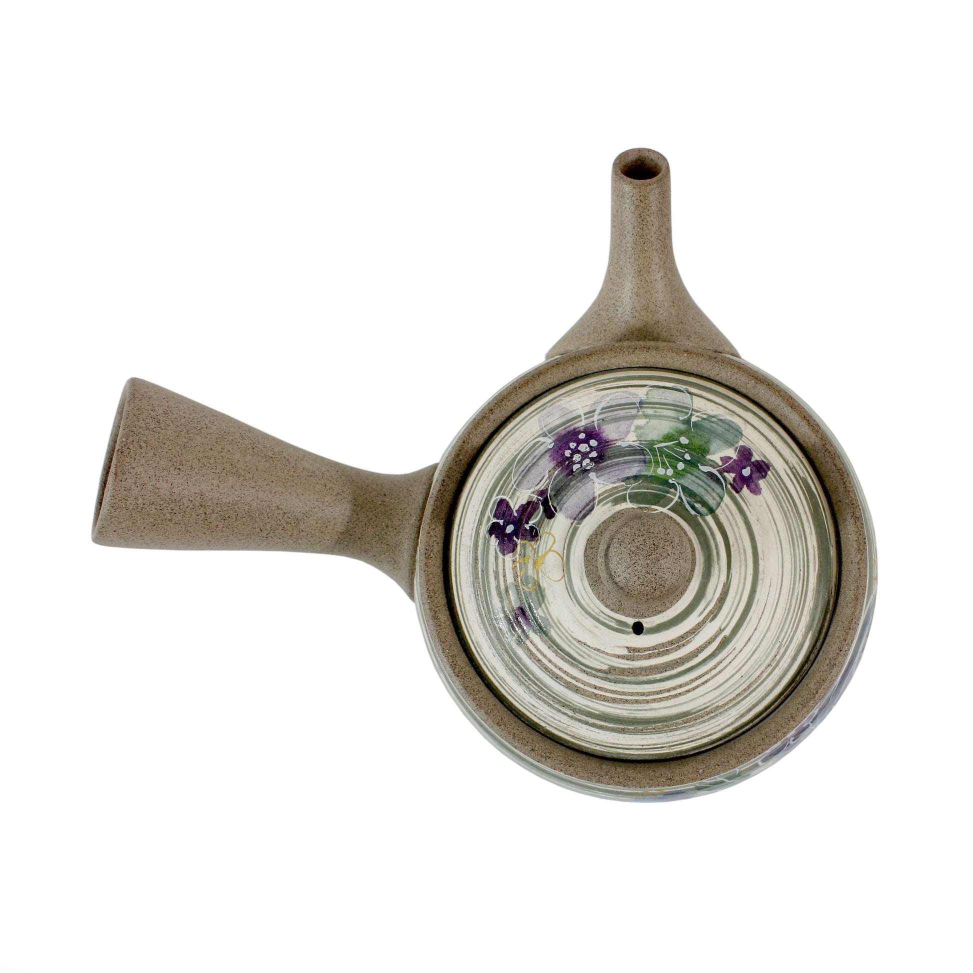 Floral Swirl Kyusu (Side Handle Teapot) - top