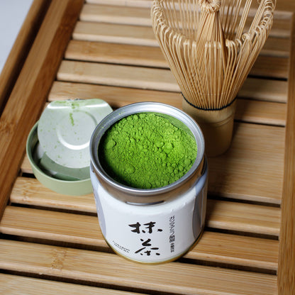 Gabaron Ceremonial Grade Matcha - Marukyu Koyamaen - Uji, Kyoto, Japan - open tin