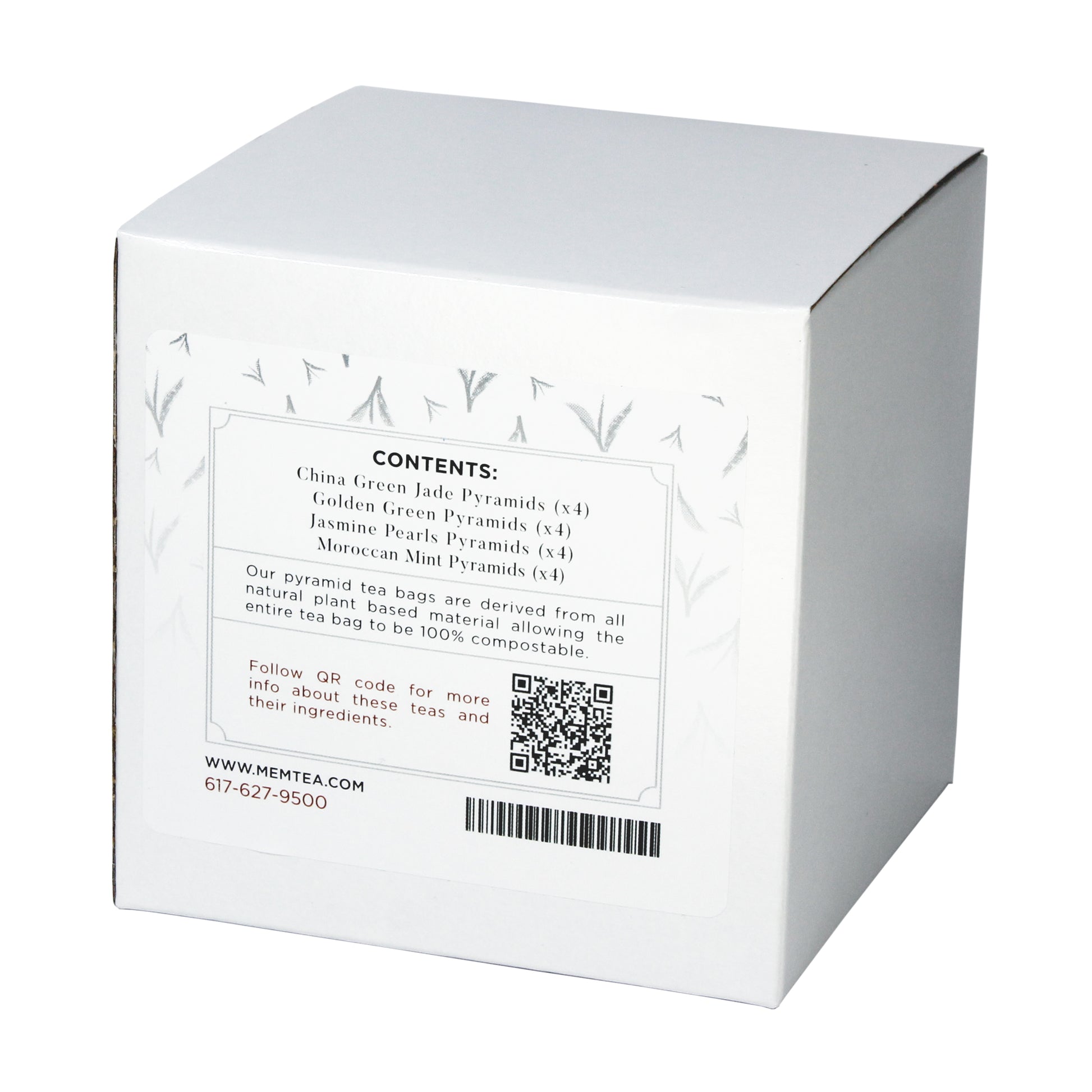 Green Tea Pyramid Tea Bag Sampler - Individually Wrapped - box back