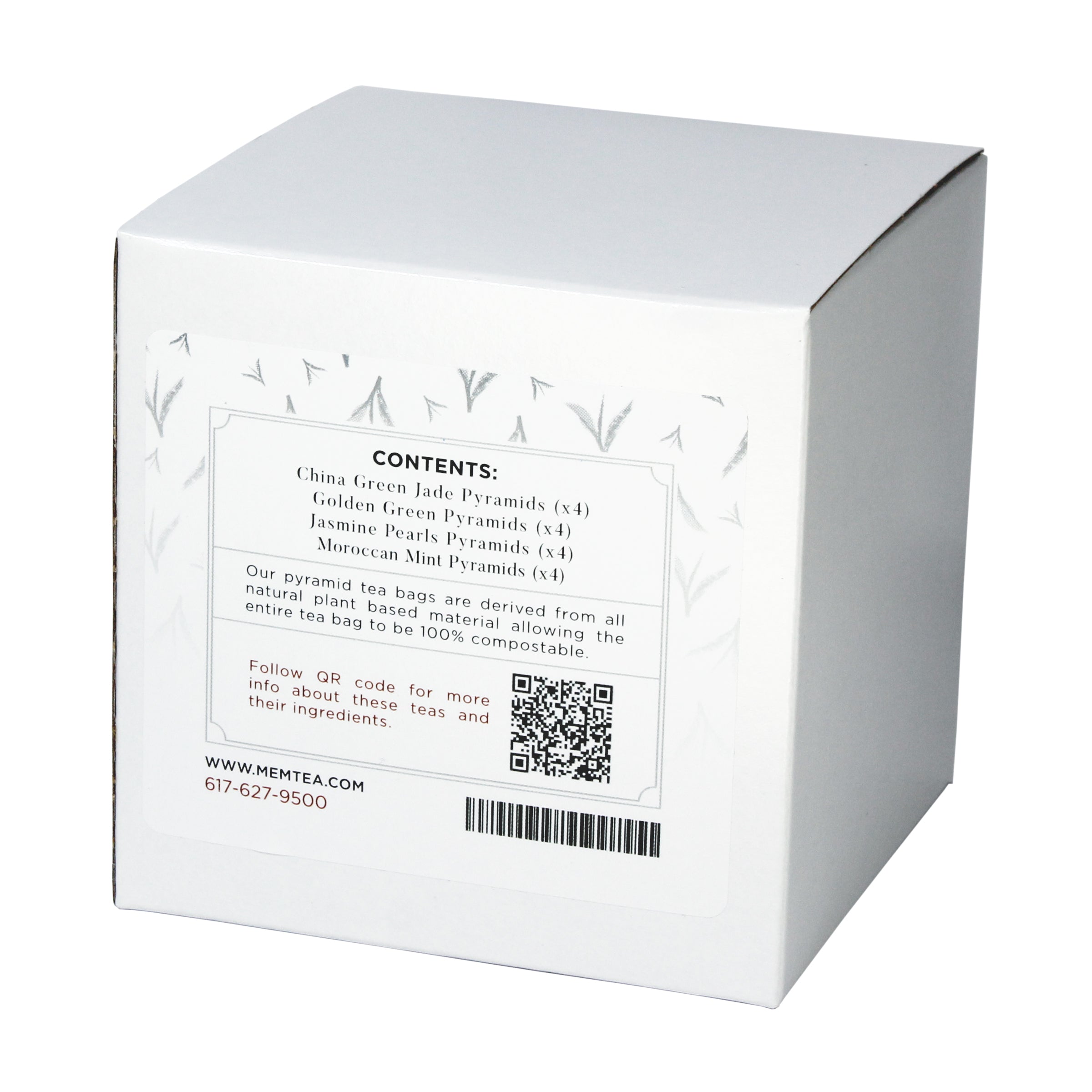 Green Tea Pyramid Tea Bag Sampler - Individually Wrapped - box back