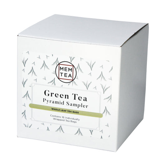 Green Tea Pyramid Tea Bag Sampler - Individually Wrapped - box front