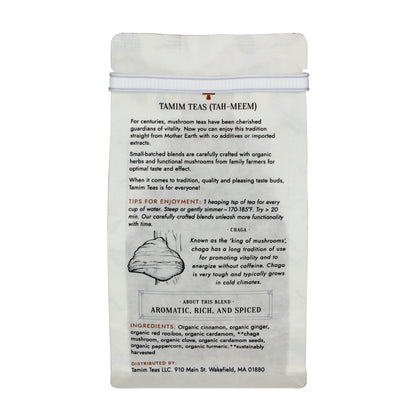 Herbal Chai - Tamim Teas - w Chaga & Turmeric - retail pouch - back