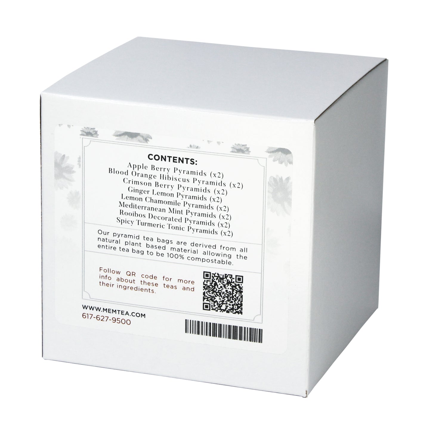 Herbal Tisane Pyramid Tea Bag Sampler - Individually Wrapped - box back