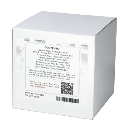 Herbal Tisane Pyramid Tea Bag Sampler - Individually Wrapped - box back