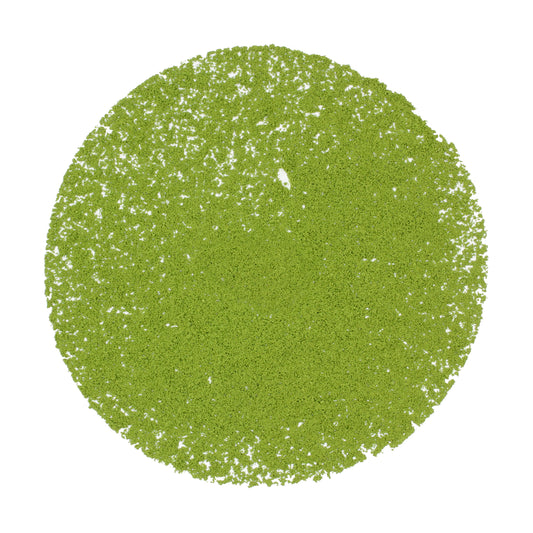 Loose pile of Matcha: Isuzu (Marukyu Koyamaen) on a white background. 