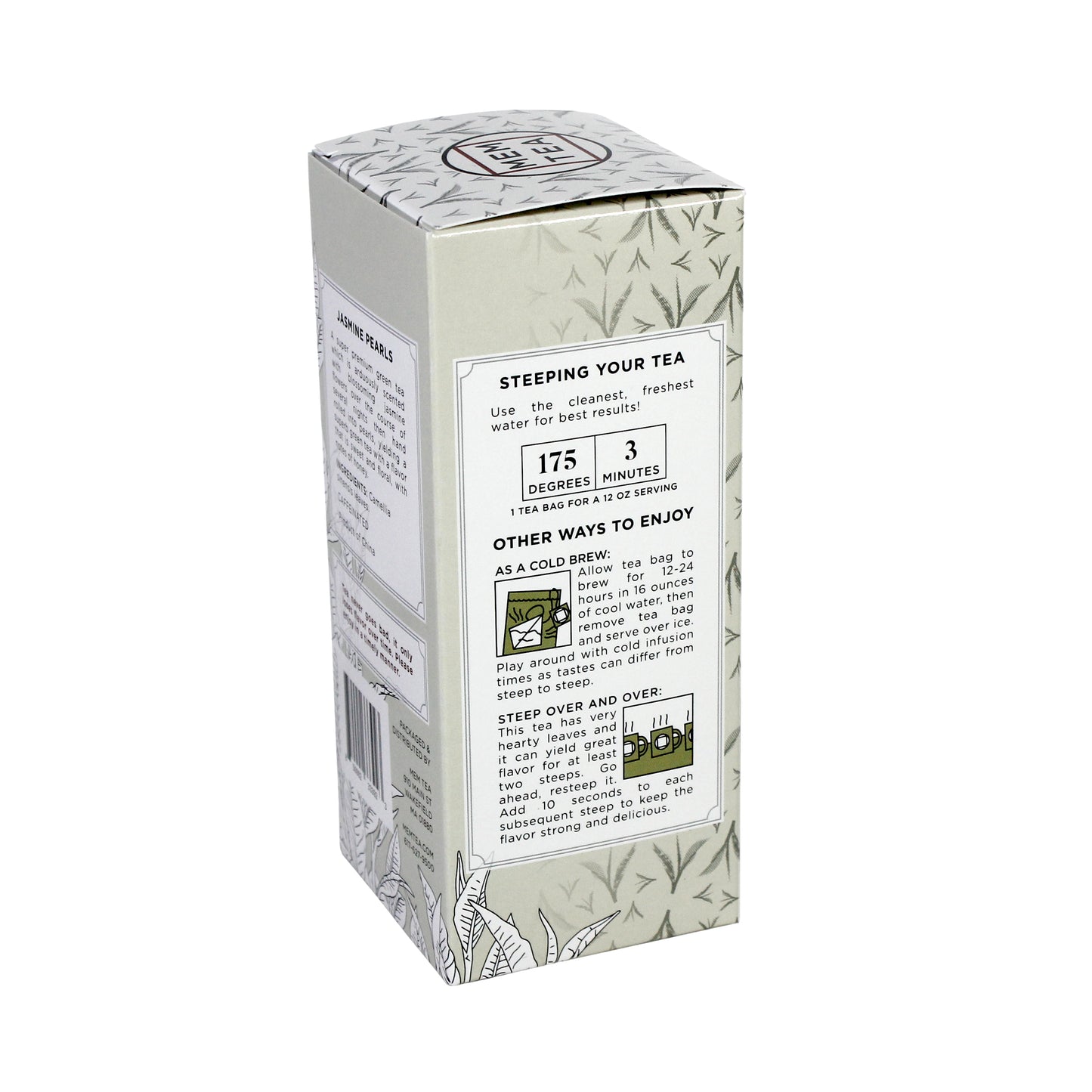 Jasmine Pearls - Pyramid Teabag Box 18ct - alternate steeping