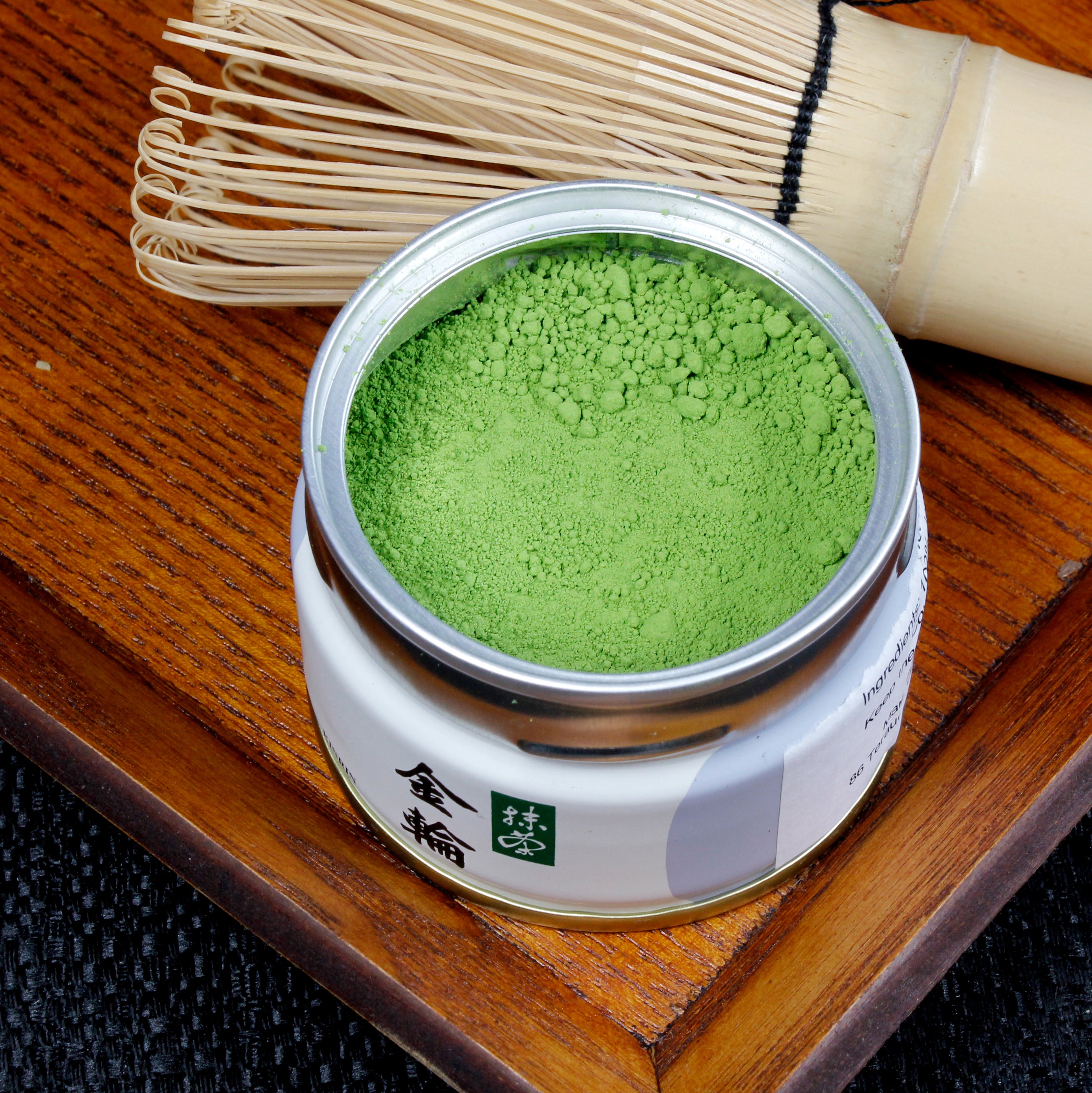 Kinrin Ceremonial Grade Matcha - Marukyu Koyamaen - Uji, Kyoto, Japan - open tin