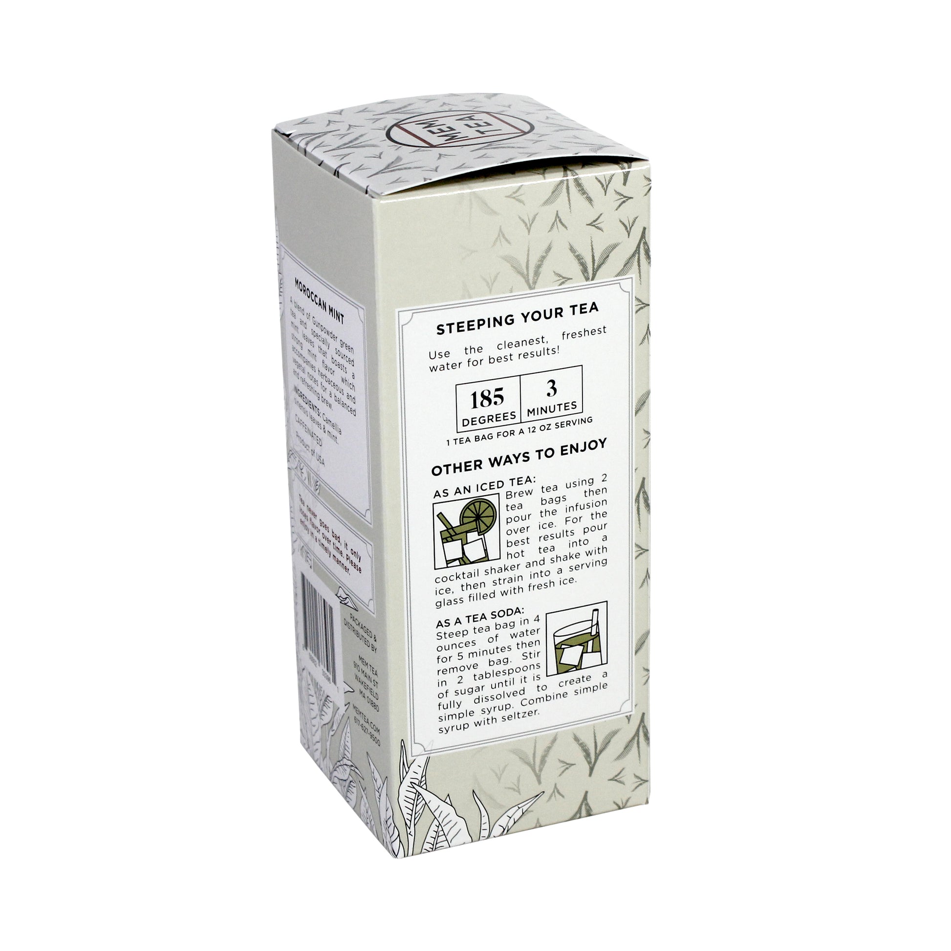 Moroccan Mint - Pyramid Teabag Box 18ct - alternate steeping