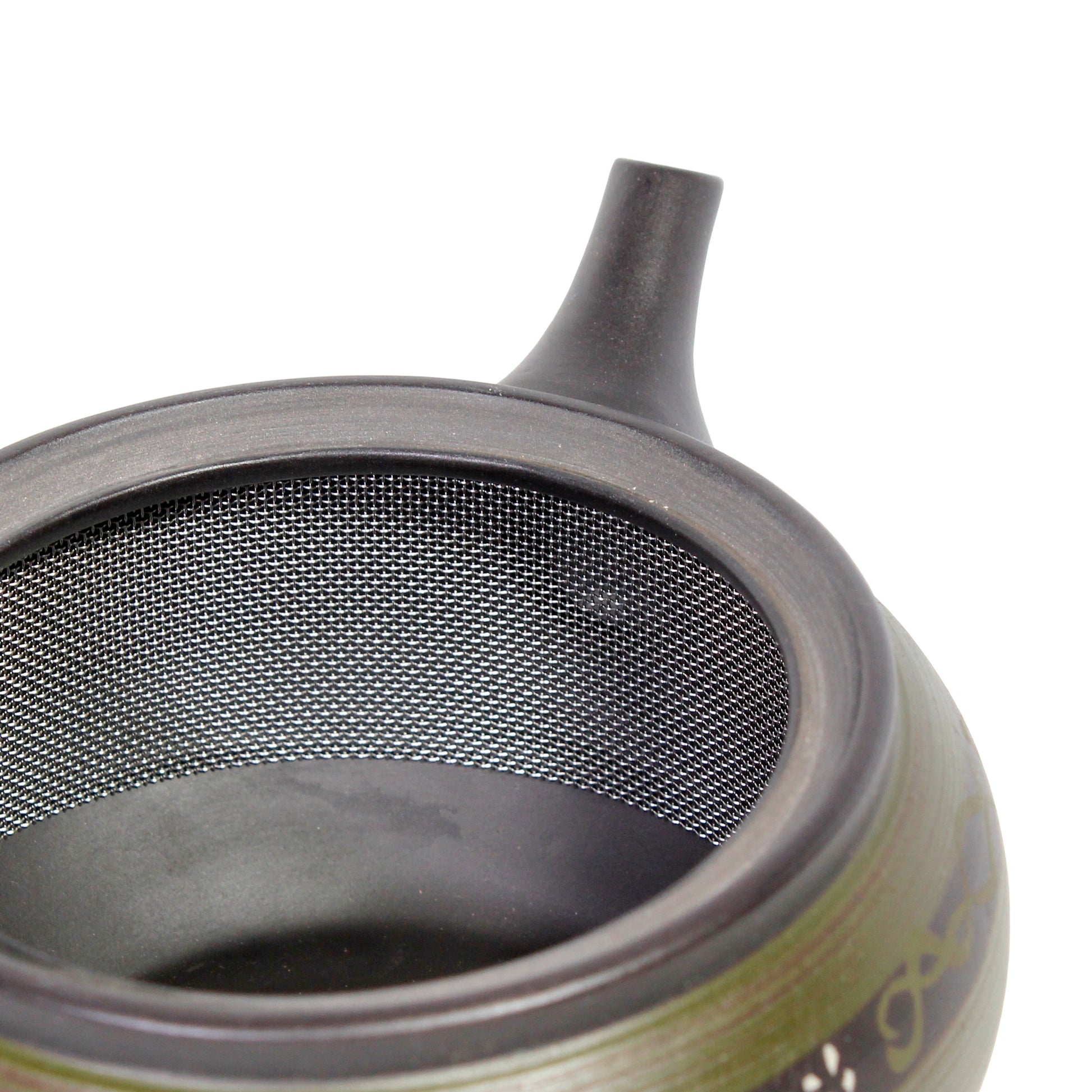 Moss Green Kyusu (Side Handle Teapot) - strainer