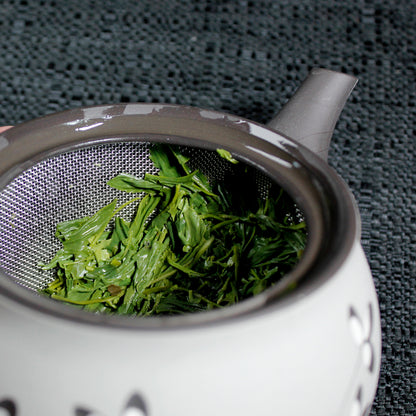 Slate Kyusu w/ White Flowers (Side Handle Teapot) - 10 oz