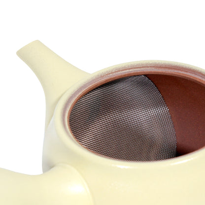 Taupe Petals Kyusu (Side Handle Teapot) - strainer