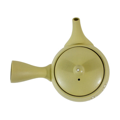 Taupe Petals Kyusu (Side Handle Teapot) - top