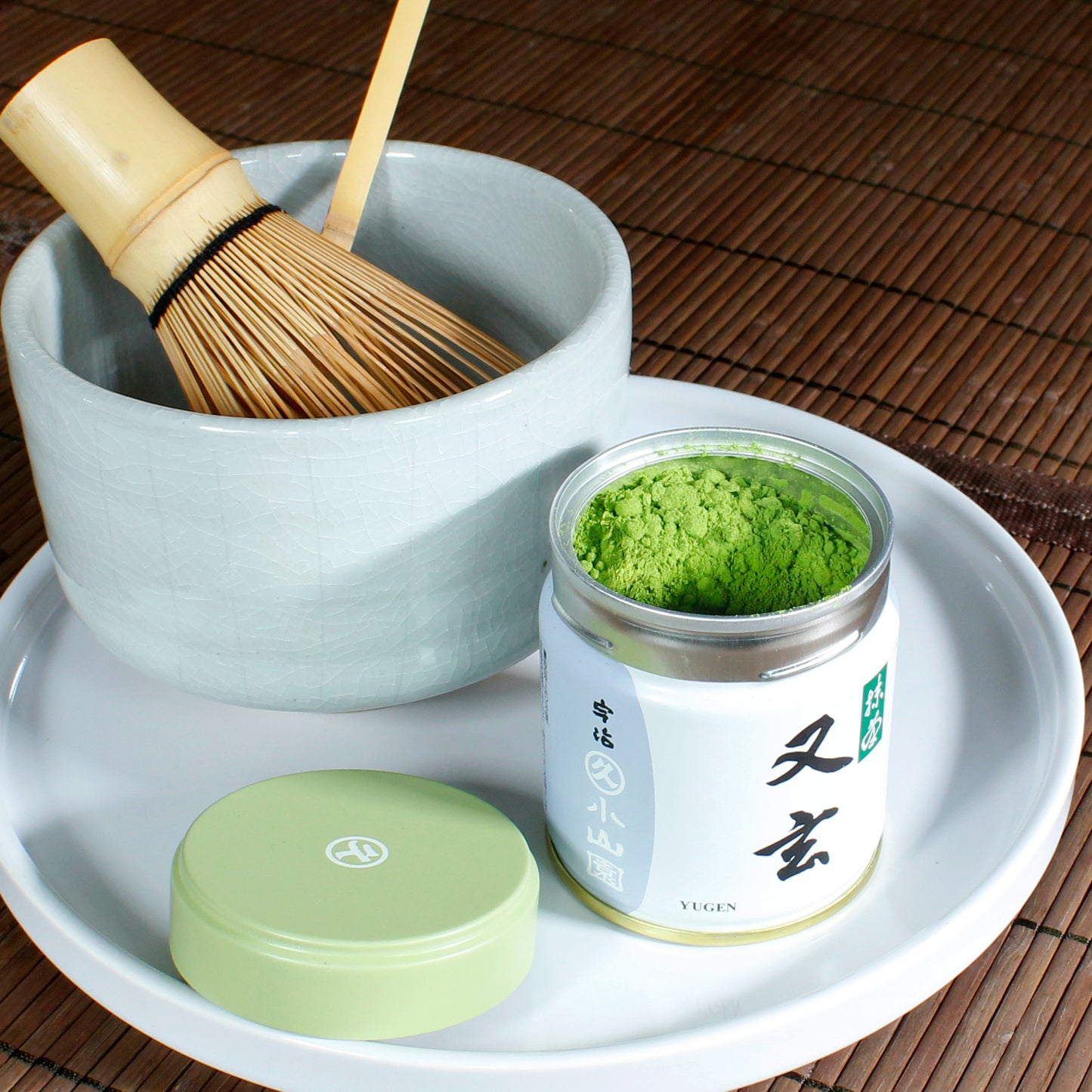 Yugen Ceremonial Grade Matcha - Marukyu Koyamaen - Uji, Kyoto, Japan - open tin